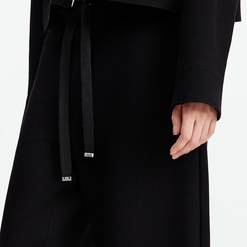 Langzi Women's Black Scimitar Wide-Leg Drawstring Pants