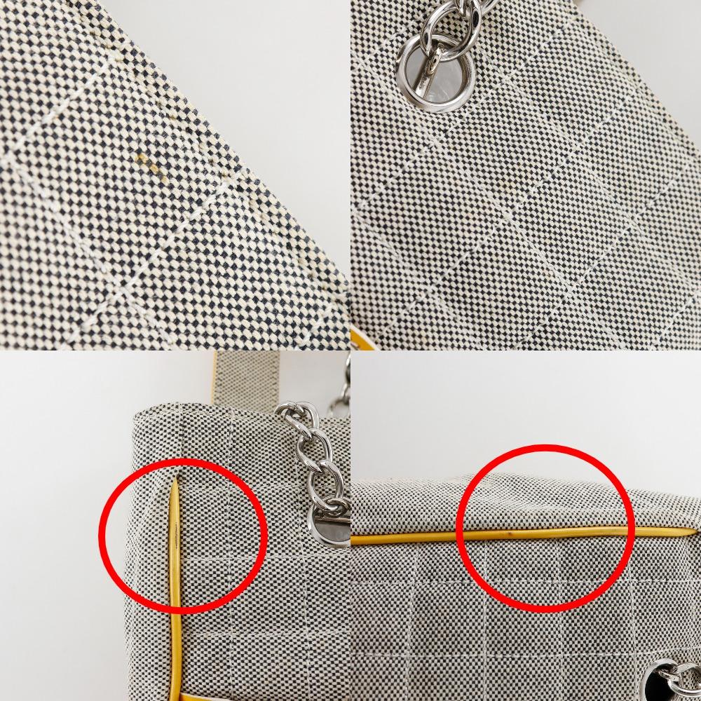 Chanel Camellia NO5 Tote Bag Chocolate Bar Chain Tote Gray/yellow Canvas Women Used