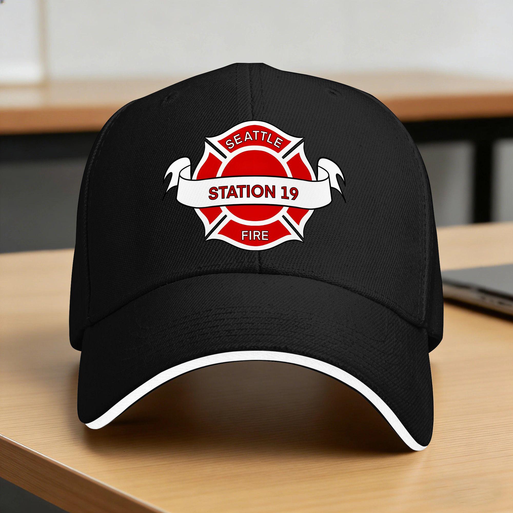 Seattle Fire Department Abzeichen Lässige Baseballkappe Outdoor-Sport Trucker-Hut Frühlingssonne Herren Damen Stylische Baseballkappen One Size black
