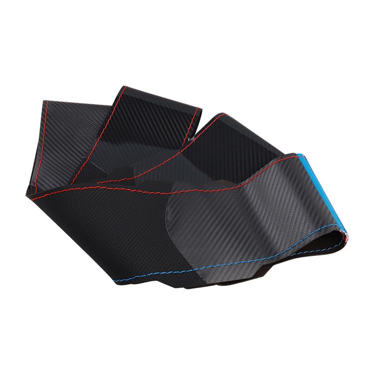 Gloss Hand Sewn Car Carbon Fiber Steering Wheel Cover Genuine Leather With Hole for toyota Steering Wheel Cover