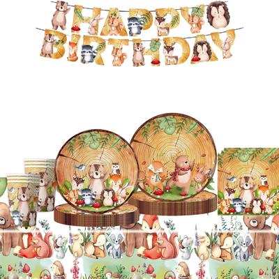 Tema Madeira Animal Crossing Suprimentos para Festa de Aniversário Decoração Descartável Conjunto de Louça Prato de Papel Guardanapo