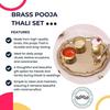 New 5 Inch Brass Pooja Thali Set - Golden, Gifts for Puja Ceremony - Set of 5 Pieces, Round