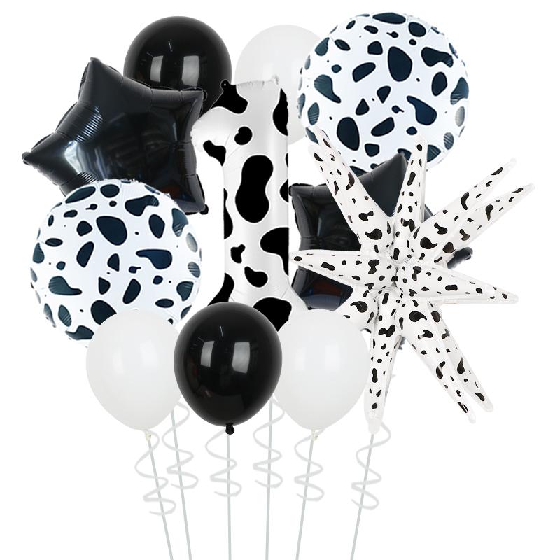 Animal Pattern Cow Pattern Series Printed Latex Ball Digital Column Explosion Star Balloon Children's Birthday Party Decoration