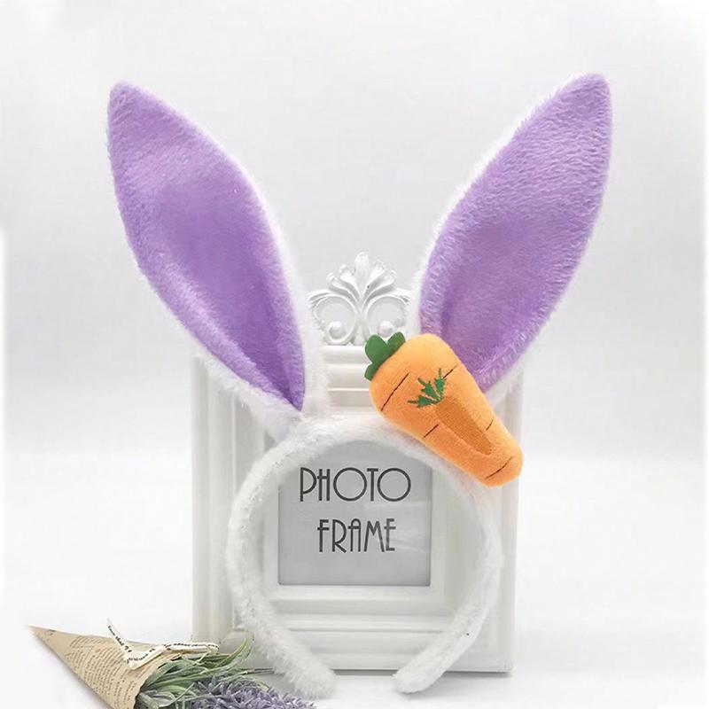 1pc Easter Bunny Ears Headband Cute Plush Bunny Ears Carrot Headband Hair Accessories Women and Girls Headband Decoration