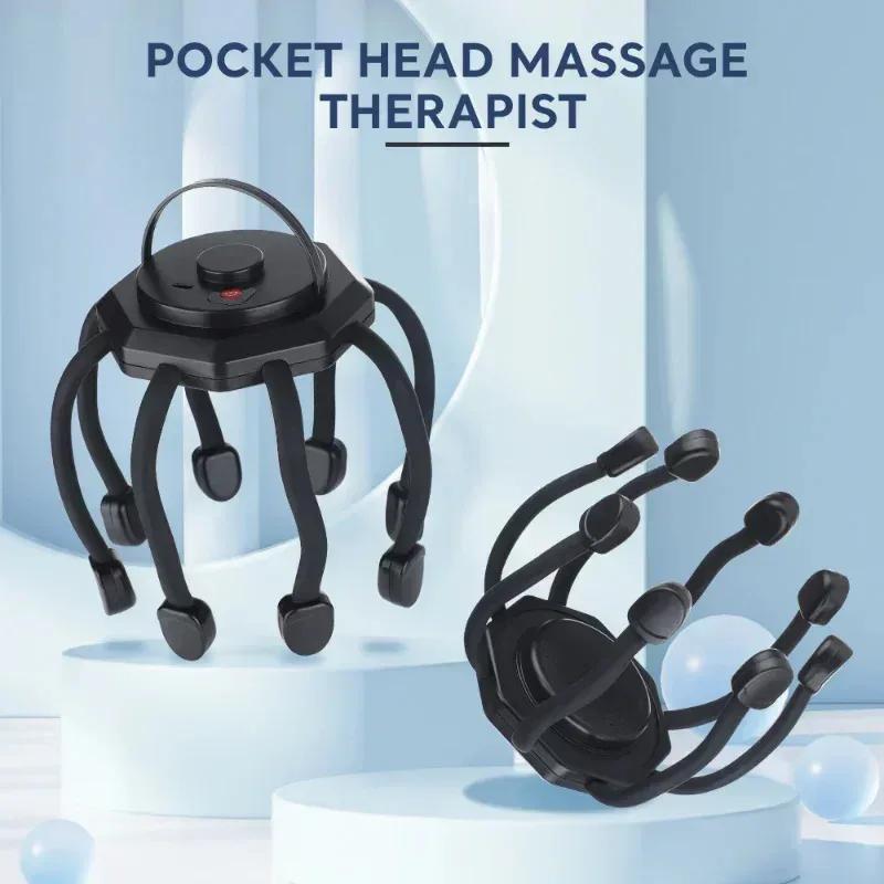 Electric Head Massager Multidimensional Octopus Massager Simulated Fingertip Sensation 5 Modes Scalp Red Light Therapy Device