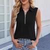 Women's Summer Polo Collar Sleeveless Zipper Vest