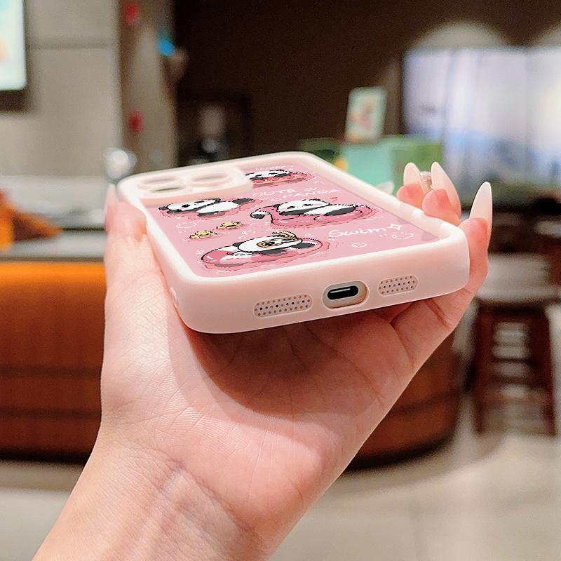 Rosa süßes Panda-Print-Handyhülle geeignet für iPhone 17 16 15 14 13 12 11 Pro/ Max /Plus sturzsicher und stoßfest