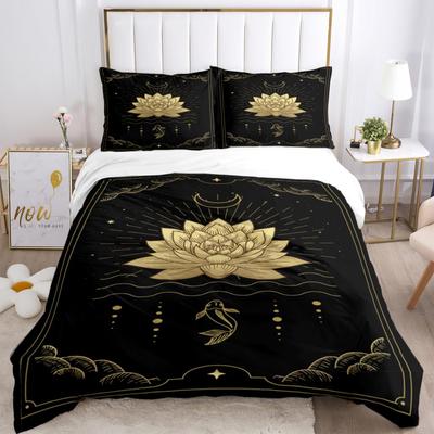 Astrologia magica Esoterico Stampa in oro Set di tre pezzi Biancheria da letto di moda Articolo Bambini o adulti per letti Copripiumini Federe