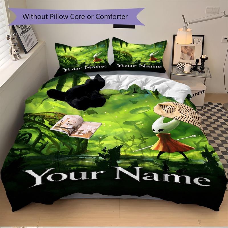 Custom Name Fantasy Forest Knight Bedding Set Personalized Washable Custom 3Pcs Duvet Cover Pillowcases Soft Microfiber Home Bedroom Gift