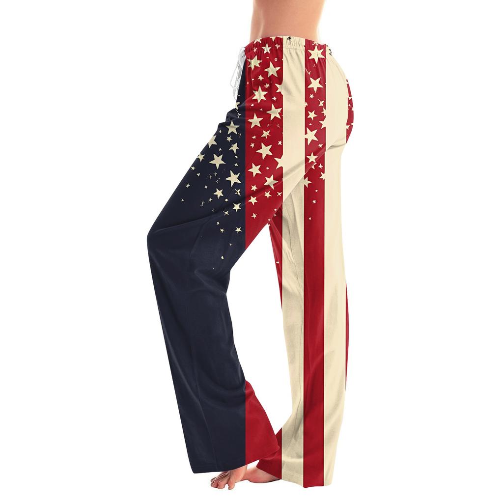 Damen Lässige Mode Komfort Pyjamahose Druck Kordelzughose Volle Länge Lang