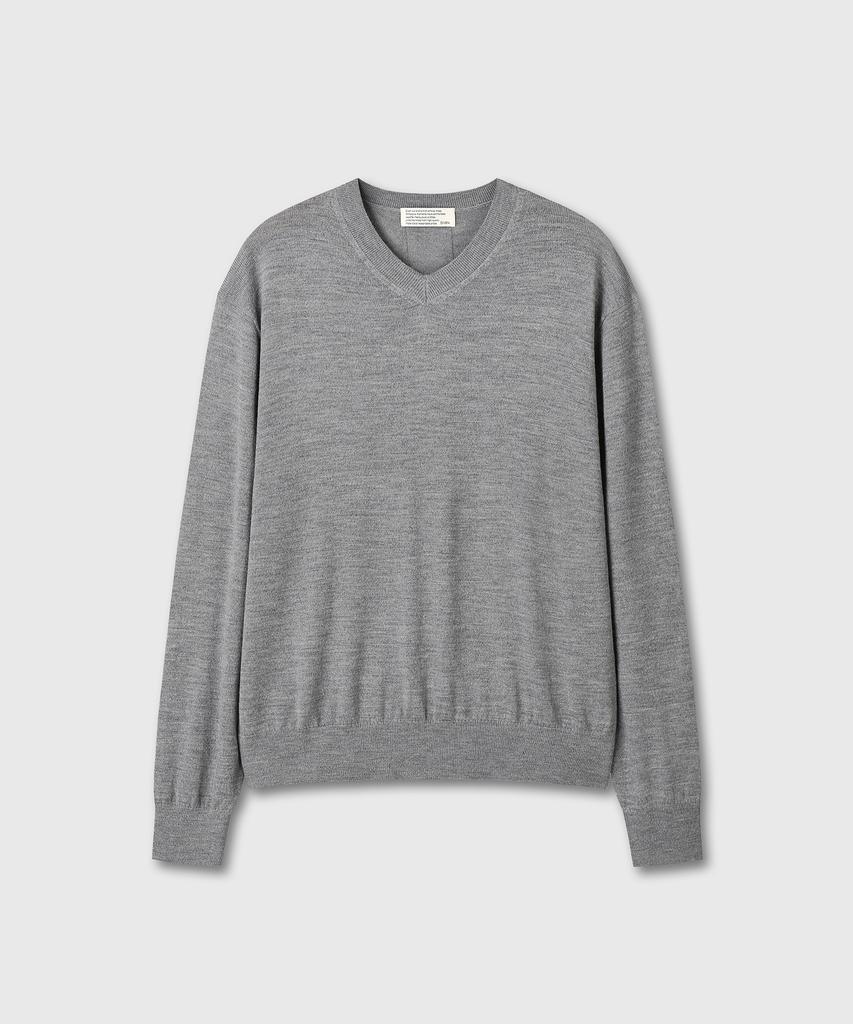 Daibeuin Loosed Fine Wool V-Neck Knit (Gray)