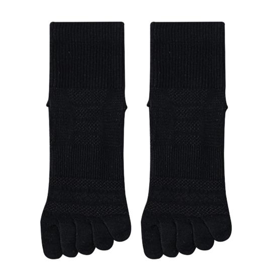 

1 пара женских носков с пятью пальцами, ультратонкие, дышащие, влагоотводящие, средней длины, повседневные, однотонные, для спортзала, для фитнеса чёрный