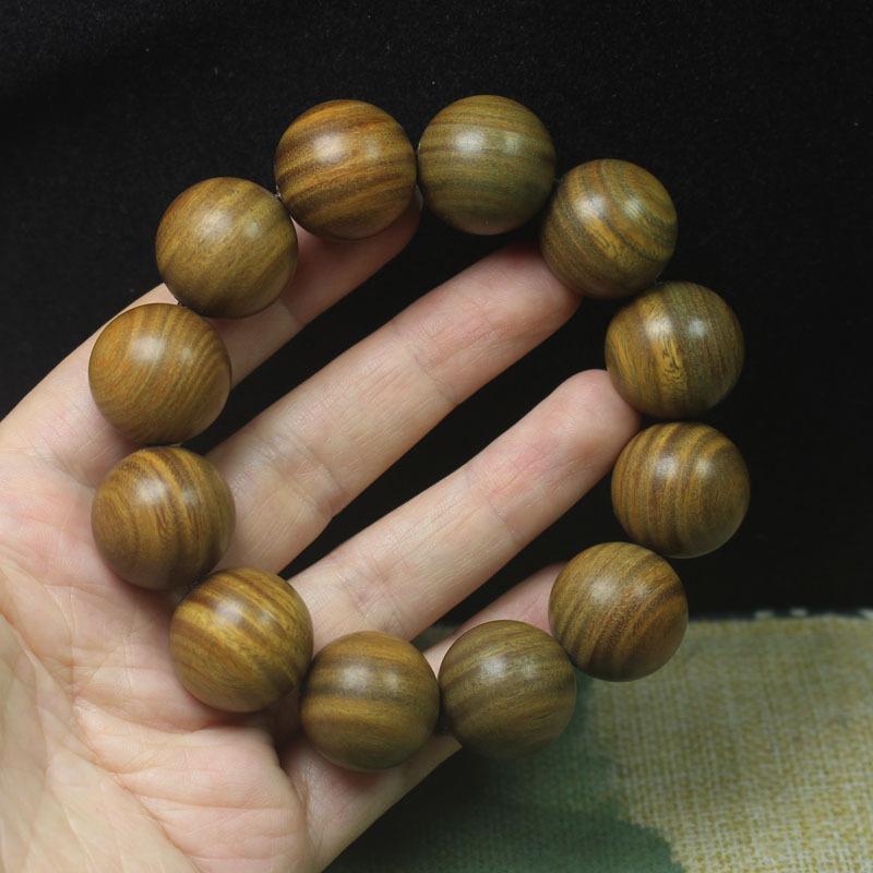 Green Sandalwood Single Loop Bracelet, Natural Fragrance Wooden Jewelry for Daily Wear
