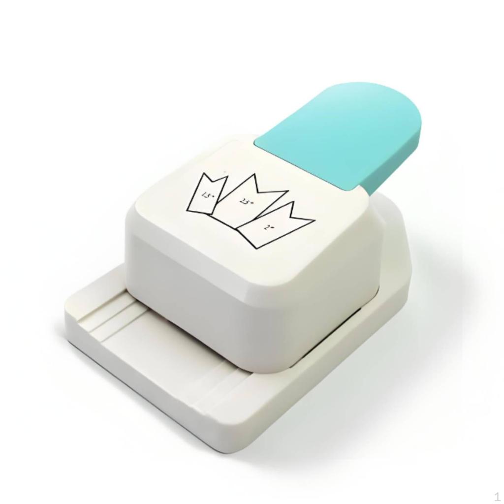 Handheld Paper Tag Punch Light Blue Lever CrownShaped Flat Base