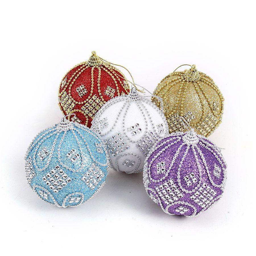 Christmas Rhinestone Glitter Baubles Balls Xmas Tree Ornament Decoration 8cm Hot