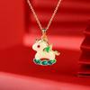 18k Real Gold Electroplated One-horned Pegasus Necklace Cartoon Cute Personalized Sweater Chain Necklace