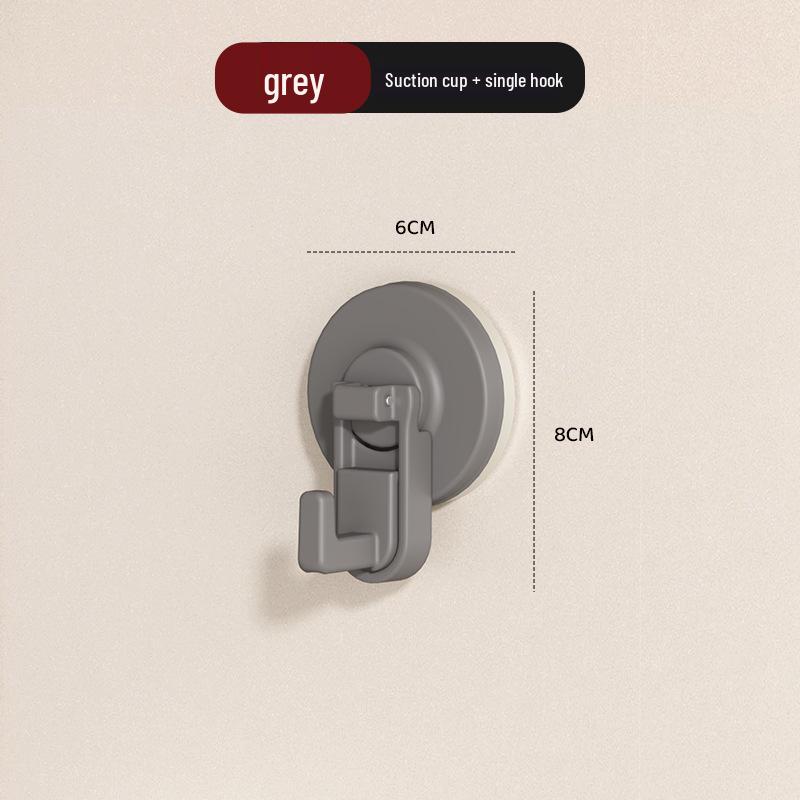 Punch-Free Suction Cup Hook: Traceless Adhesive Kitchen & Bedroom Storage Rack for Pots, Lids, & Utensils