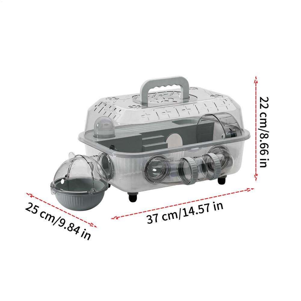 Gerbil Cage 2-Layer Clear Detachable Assembled Nest With Tunnel And Silent Wheel 37x25x22cm Mouse Cage For Exercise Bedding