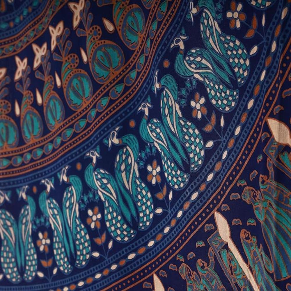 Bless International Beautiful Indian Bohemian Psychedelic Hippie Tree of Life Window Curtain Panels for Bedroom, Living, Balcony (Blue King Queen)