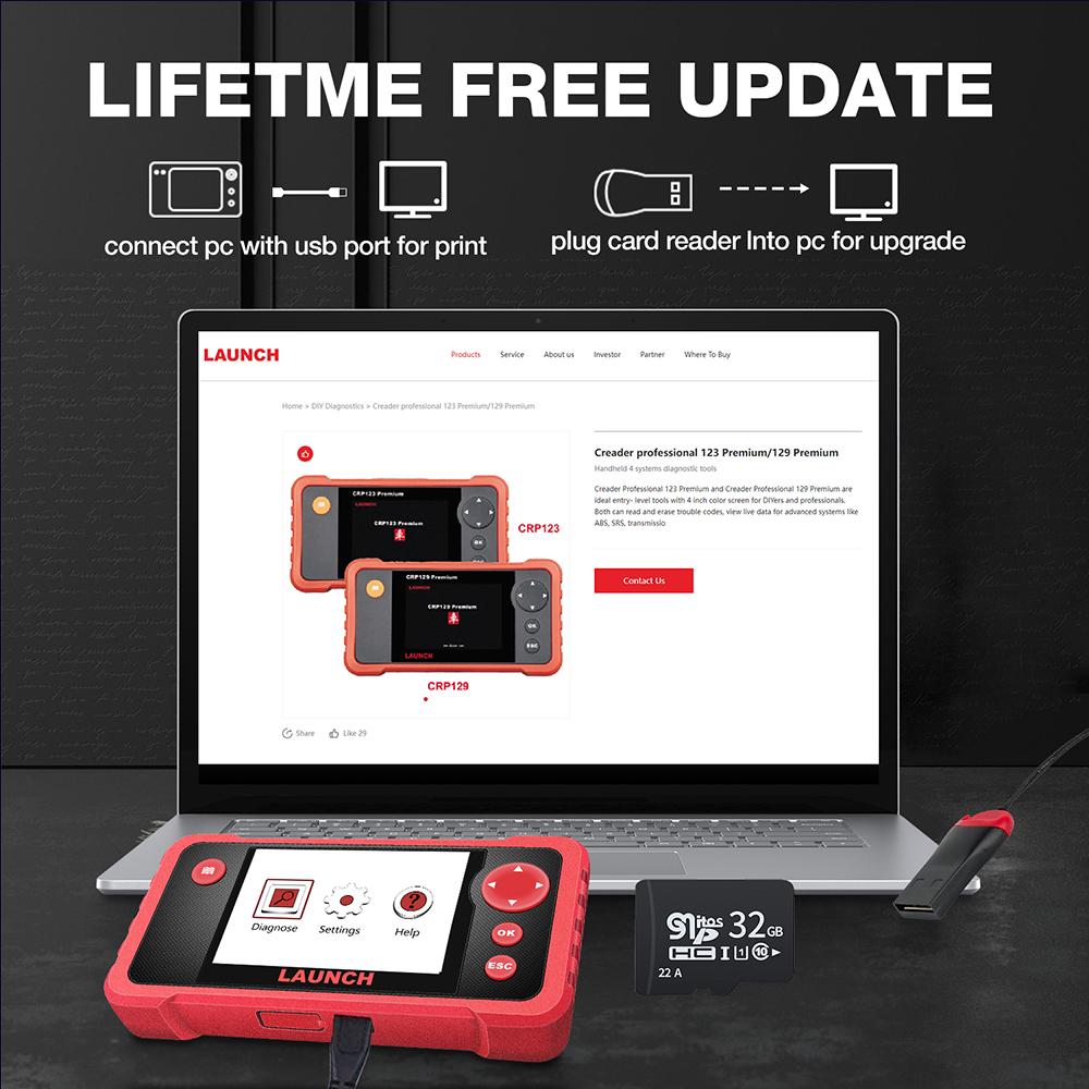 LAUNCH X431 CRP123 V2.0 OBD2 Scanner ABS SRS Airbag Engine AT Automotive Diagnostic Tools Full OBDII DIY Code Reader Free Update