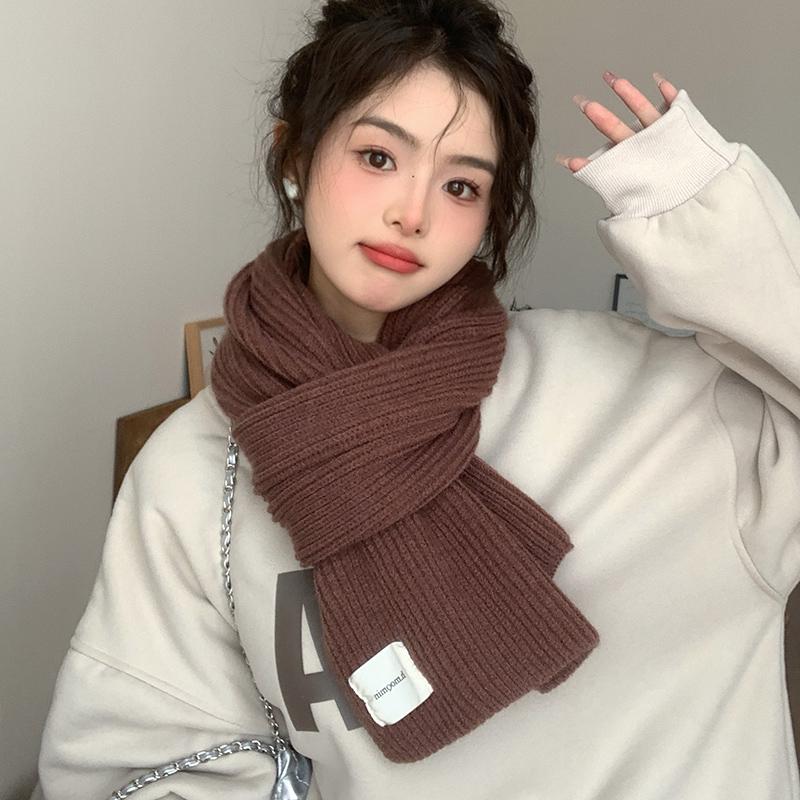 New red knitted scarf men's and women's winter Christmas student couple thickened wool scarf