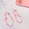 Süße und niedliche rosa Erdbeere Handy-Anhänger Handyketten für Damen Perlenkette Handy-Anhänger Charme Schlüsselband gegen Verlust Schmuck