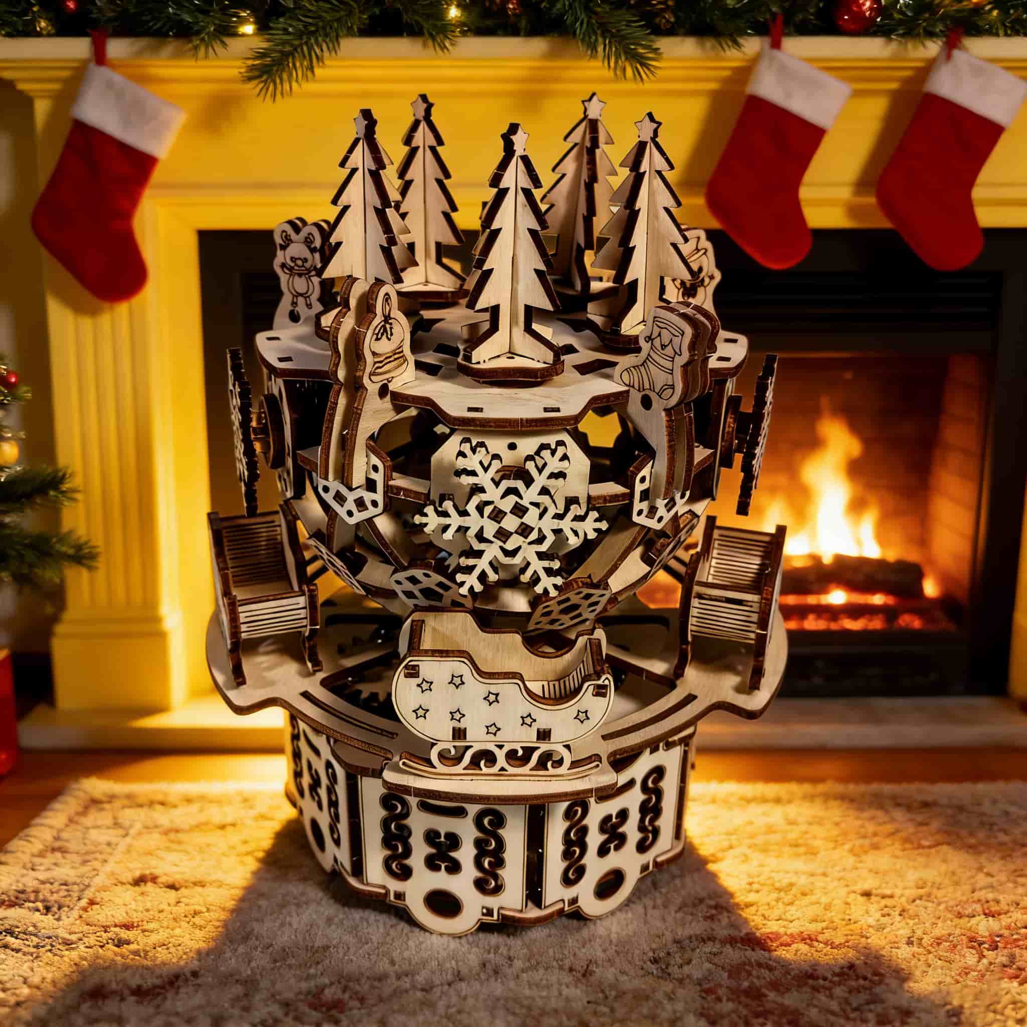 

3D Xmas Music Box Wooden Puzzle DIY Model Package Handcrafted Present Home Decor Birthday/Valentine s Day Gift белый