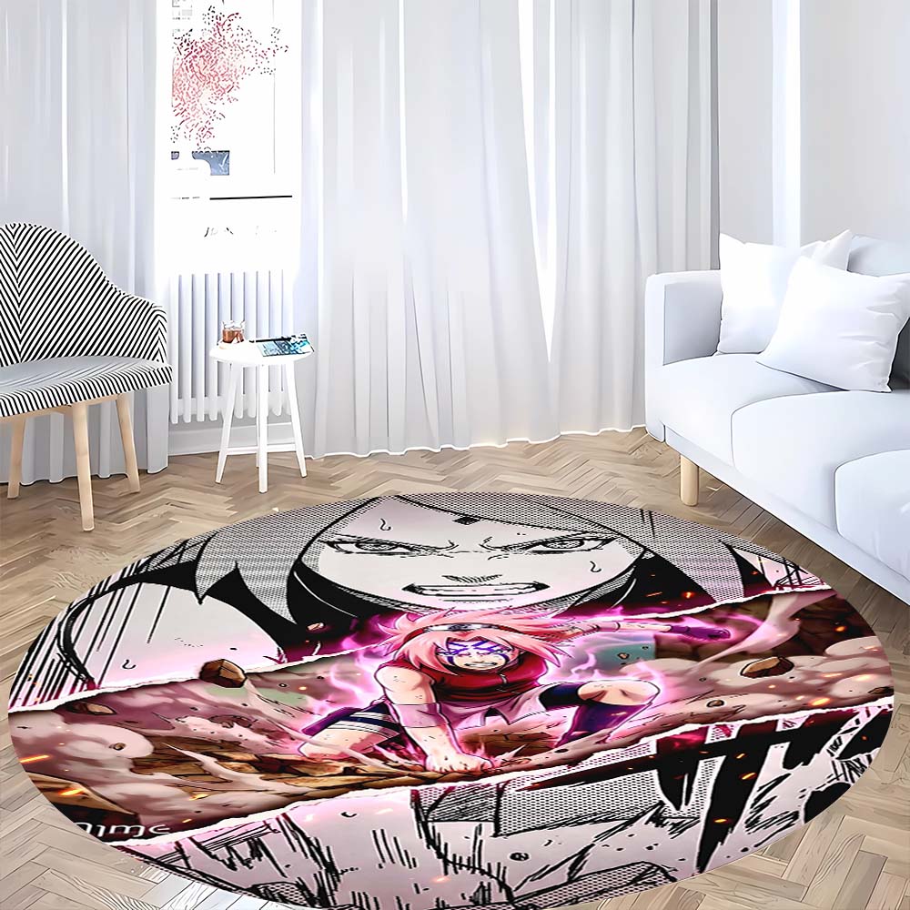 Naruto Uzumaki Akatsuki  Printed Round Rug Soft  Anti-Slip Carpet  for Home Bedroom Living Room Gaming Room Dorm Decor