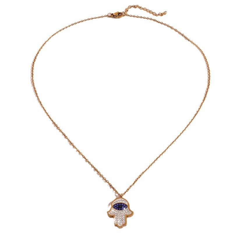 European and American Fashion Palm Diamond-inlaid Love Titanium Steel Necklace Popular Niche Light Luxury Collarbone Chain Necklace