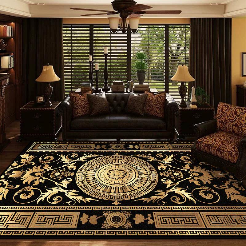 Black Golden Living Room Carpet Luxury Home Decoration Cup Large Area Rugs 200x300 Bedroom Lounge Non-slip Washable Floor Mat