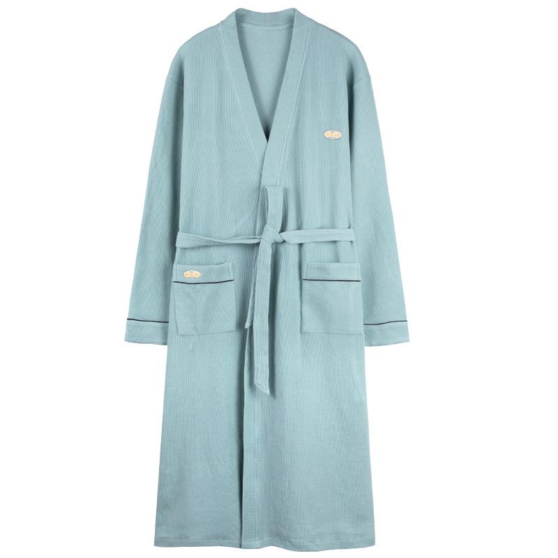 Nightgown Men'S Spring And Autumn Cotton Long-Sleeved Men'S Autumn And Autumn Bathrobe Pajamas Men'S Cotton Large-Size Bathrobe Dressing Gown