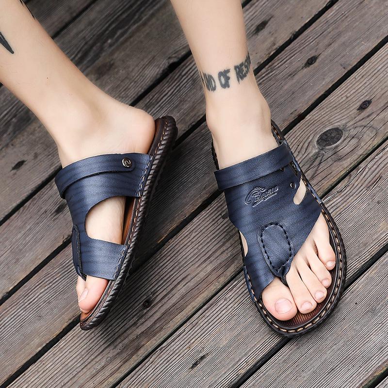 Fashion FUQIAO Summer New Style Men's Sandals Leather Soft Bottom Leisure Men Shoes Sandals Recommend Zandalias Para Hombre Verano