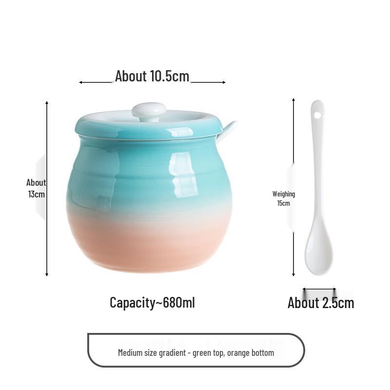Ceramic Chili Oil Can with Spoon - High Temp Resistant, Creative Design for Luck & Prosperity in the Kitchen