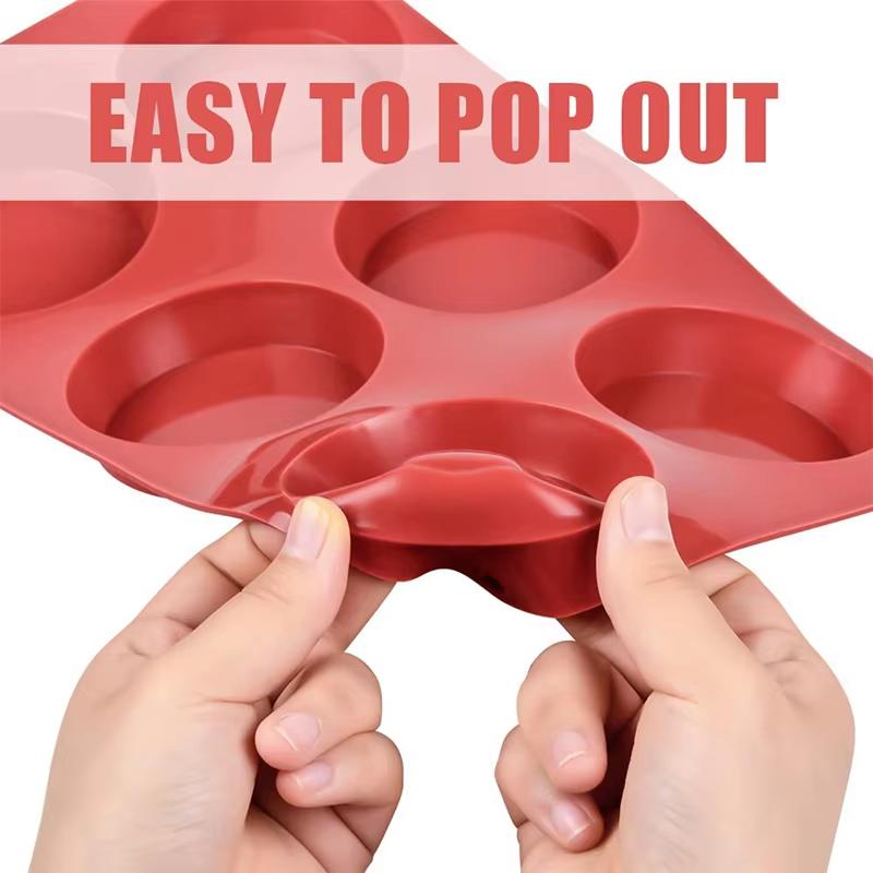 Stampi da Forno Rotondi in Silicone a 6 Cavità Stampo Cilindrico Rotondo Antiaderente Stampo da Cucina per Cupcake Whoopie Pie Hamburger YY22
