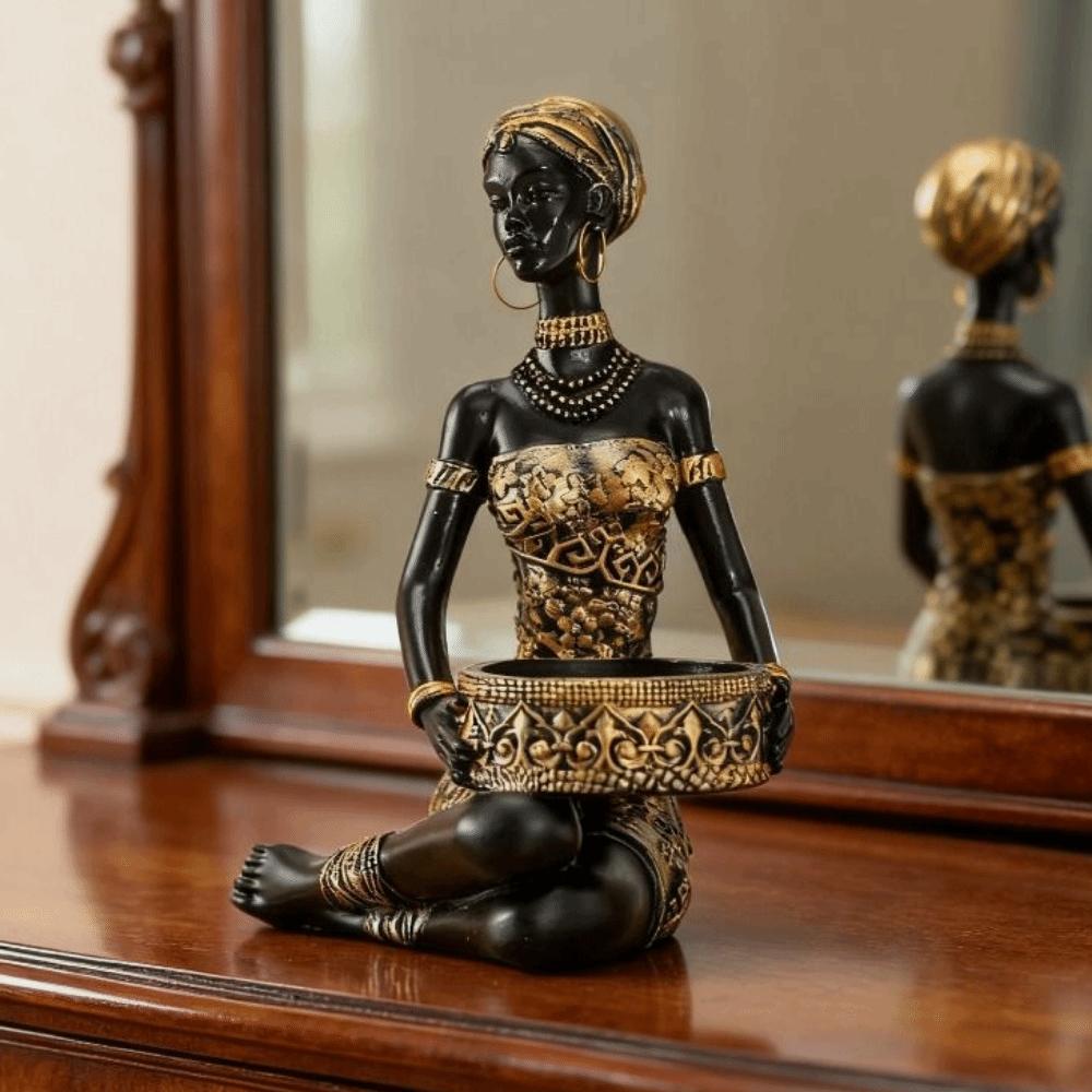 Hars Afrikaanse Vrouwen Opbergbakje Europese Stijl Decoratief Sieraden Displayrek Tribaal Ontwerp Sleutels Opbergdoos Kastje