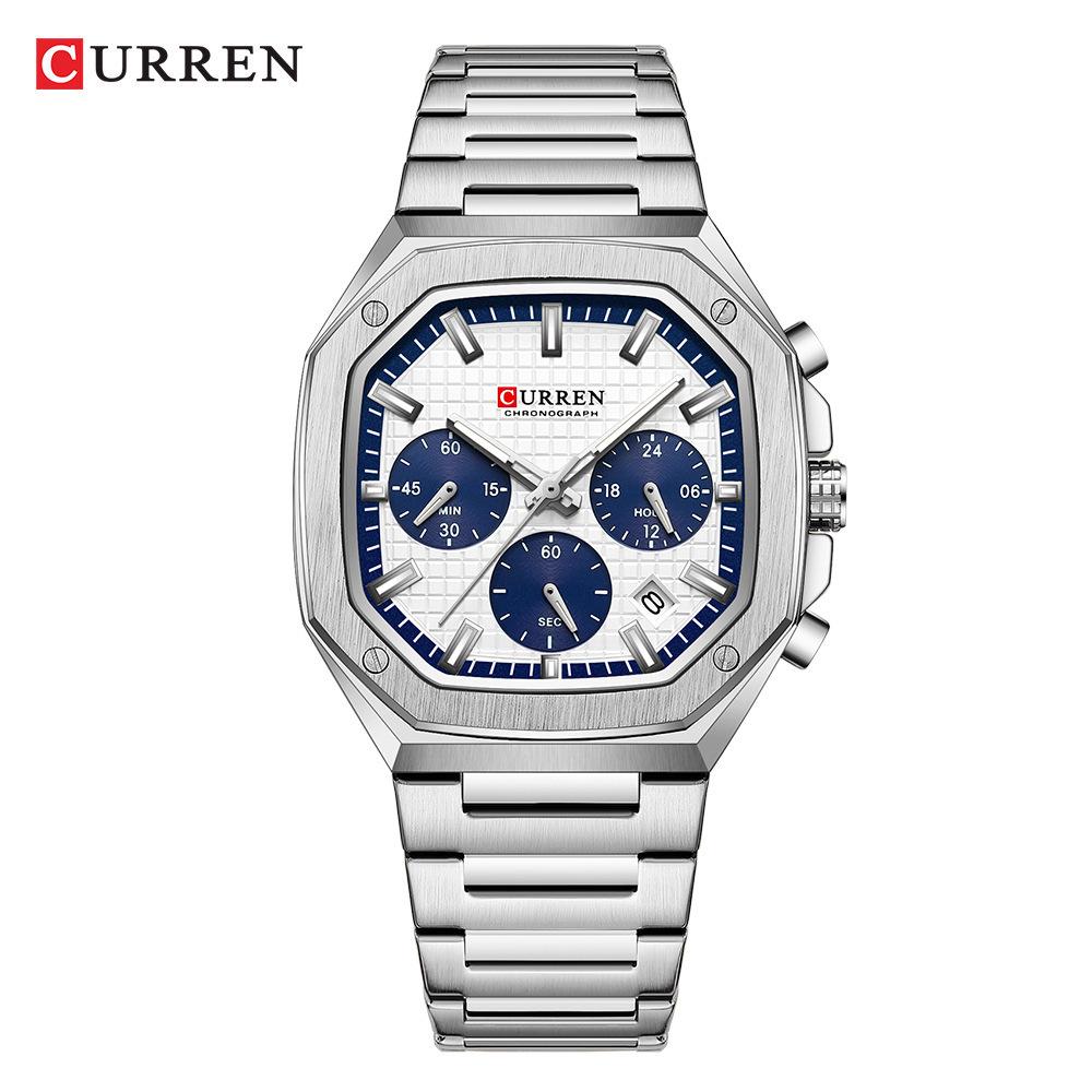 CURREN Men's Six-Hand Steel Band Business Watch with Calendar - Model 8459