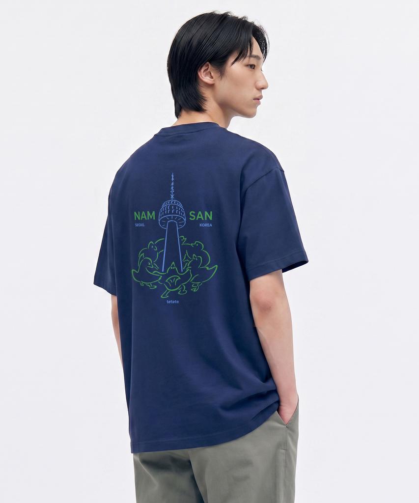 Ttettette Namsan Graphic Short Sleeve T-Shirt (Blue)