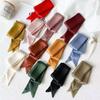 Fashion Women Narrow Solid Color Long Silk Scarf Satin Neck Tie Handle Bag Ribbons Luxury Headbands Skinny Scarves Neckerchief