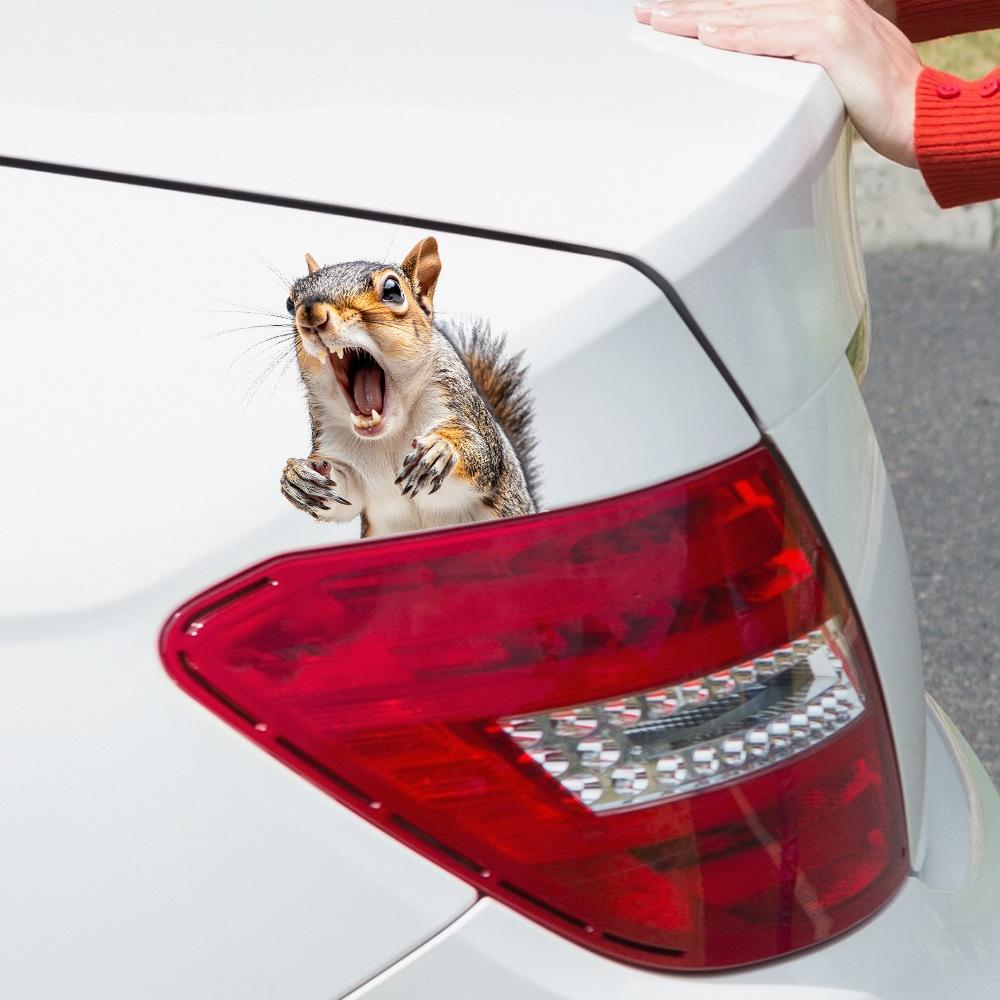 Quirky Roaring Squirrel Glass Car Landscaping Decoration Stickers