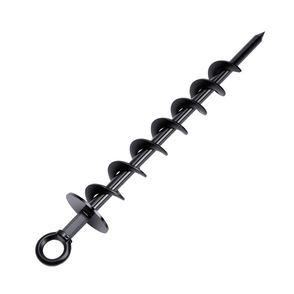 Paquete de 4 Anclajes de Suelo Resistentes de 15 Pulgadas Estacas Espirales para Tienda con Llave de Barra en T Llave de Tuerca Tapas Bolsa de Transporte para Acampar