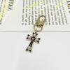 Alloy Rhinestone Pearl Cross Keychain Pendant