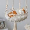 Handmade woven tassel Bohemian style pet cat hammock swing, with cotton padding, suitable for sleeping and playing.