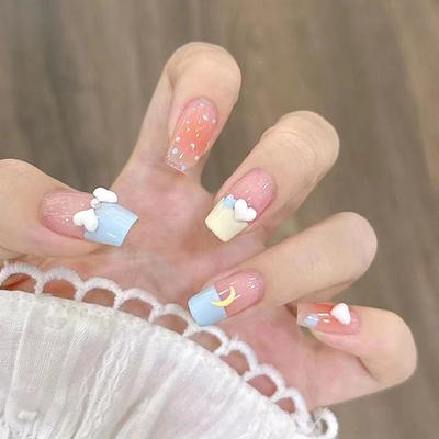 Cute Nail Patch Nail Patch Wearing Nail Removable Polka Dot Moon Love Butterfly French Nail Patch