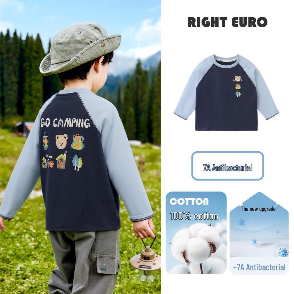 2026 Trendy Boys' Pure Cotton Long-Sleeve T-Shirt for Spring and Fall