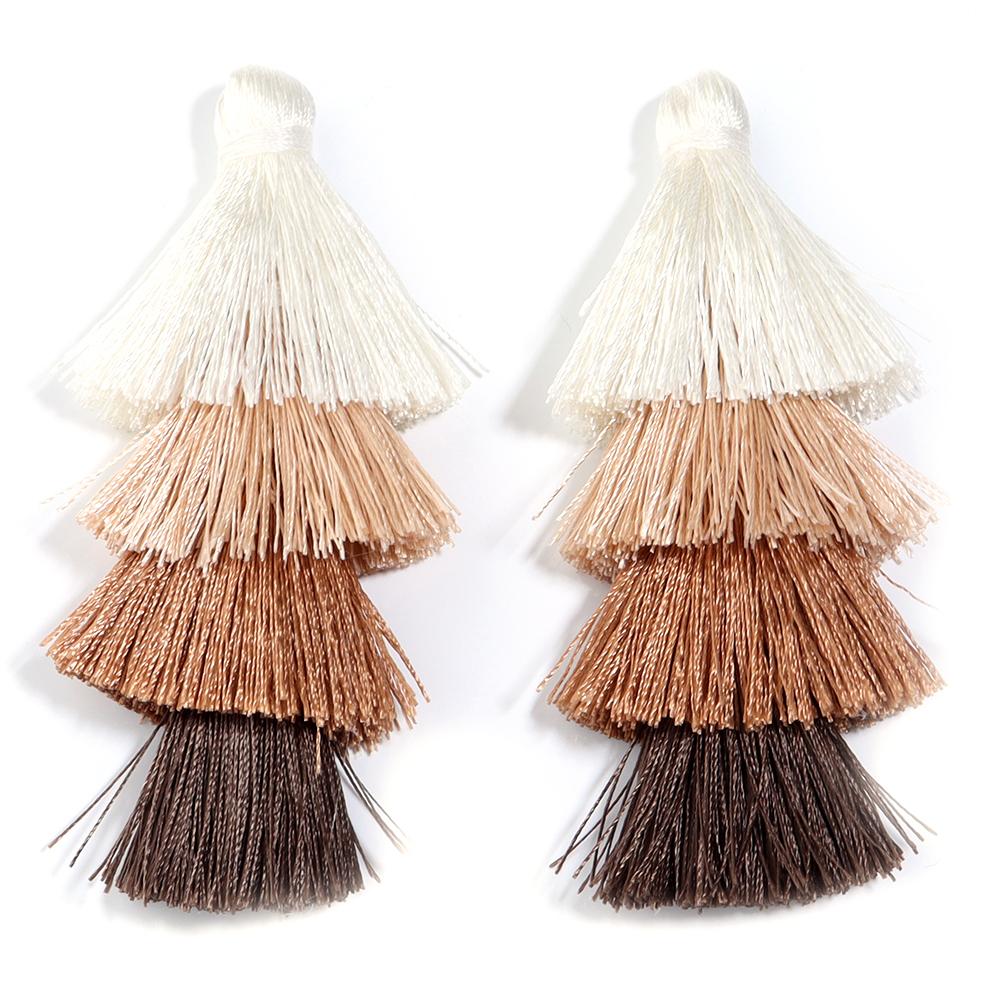 4pcs/lot Gradient Tassel Pendants Four Layers Polyester Tassel Pendants For Jewelry Making DIY Earrings Charms Accessories