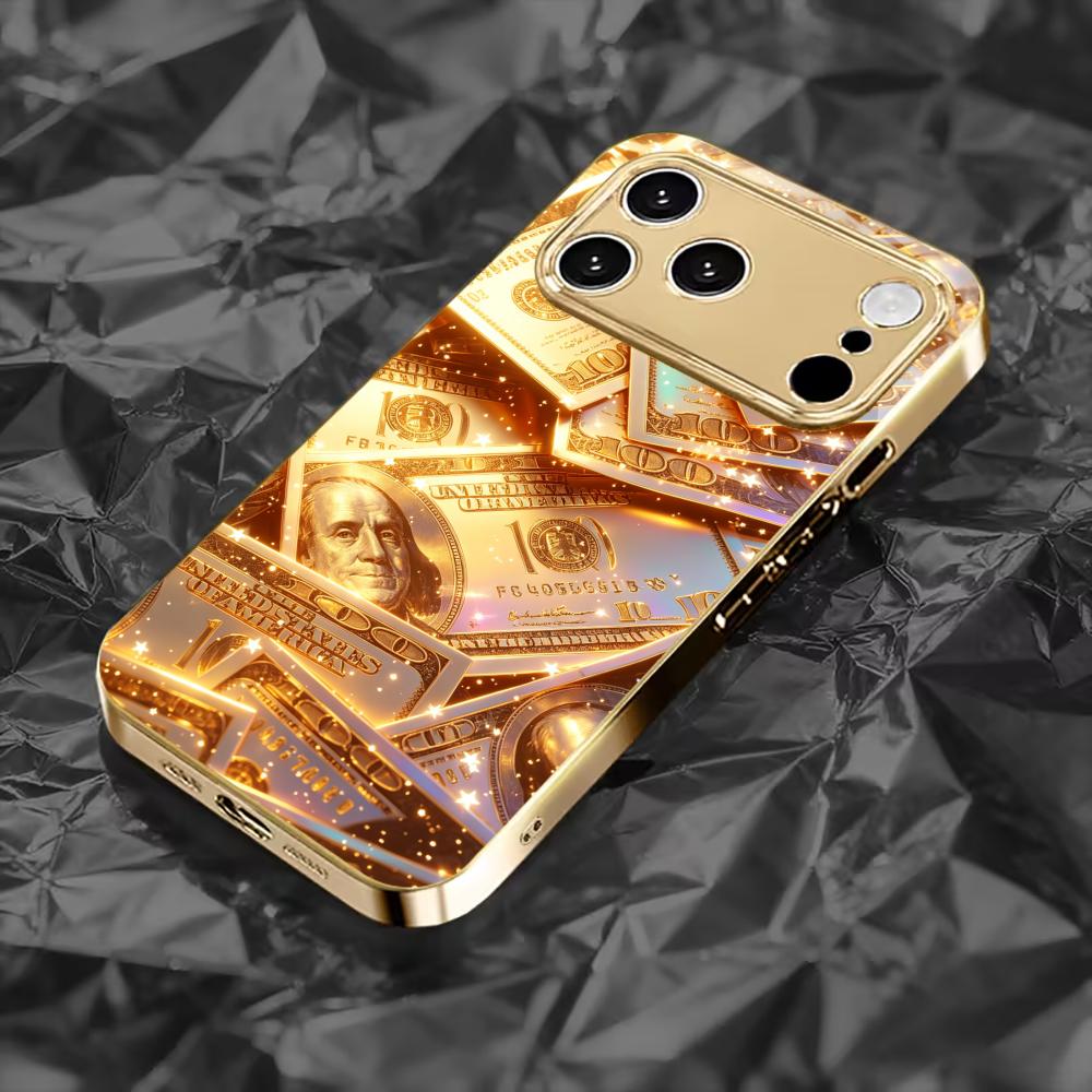 Goldmünze Banknote Reichtum Handyhülle für funda iphone für iPhone 17 Pro Max Hülle Glas für iPhone 17 16 15 14 13 12pm Pro Plus