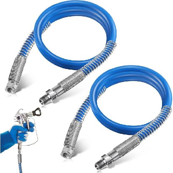 Enhon 2 Pcs 4 ft Airless Paint Spray Extension Hose Compatible with Graco 247338, 3/16"ID High Pressure Paint Spray Whip Hose, 3000 PSI Flexible