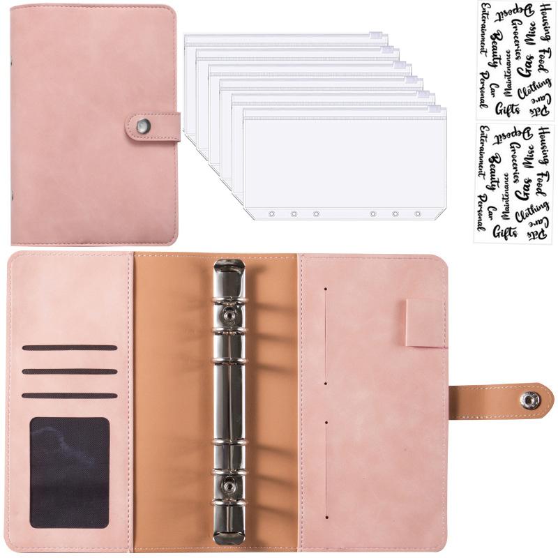A6 PU Leather Budget Binder Notebook Cash Envelopes System Set,with Binder Pockets for Money Budget Saving Bill Organizer