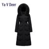 YALU Women's Winter Faux Fur Hooded Long Down Jacket