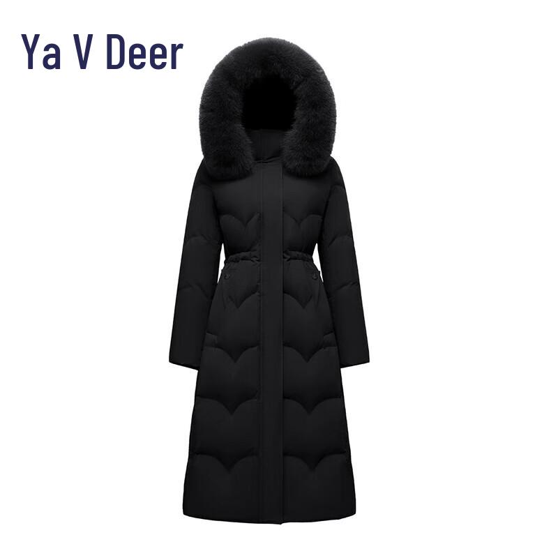 YALU Women's Winter Faux Fur Hooded Long Down Jacket